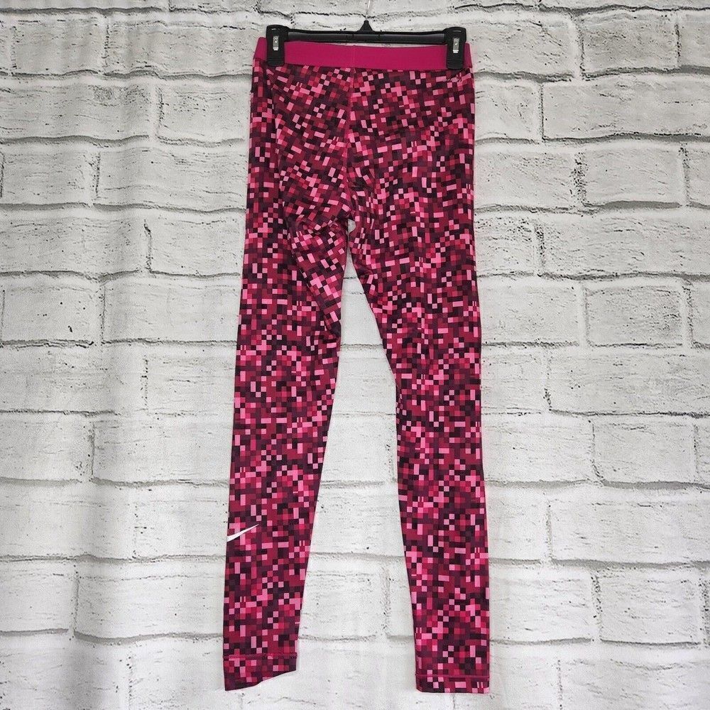 Nike Pro Dri-Fit Womens Leggings Full Length Medium Red Pink Athleisure